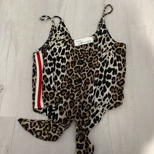 VINTAGE HAVANA cheetah tank top with tie at bottom size small!!! NEVER WORN!!!